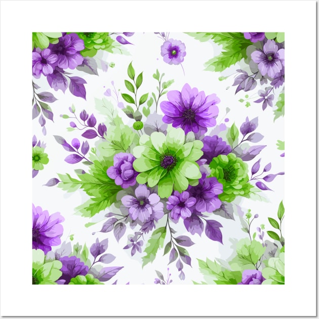 Purple Green Spring Flowers Wall Art by Siha Arts